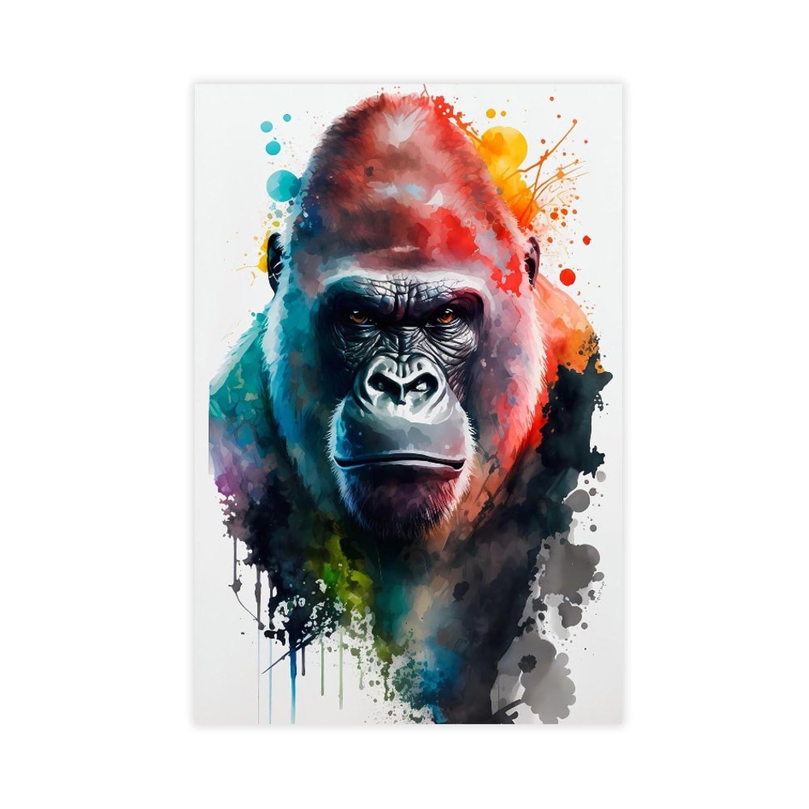 Qnvjqkdsi Unframe Gorilla Watercolor Art Canvas Poster Bedroom Decor Landscape Office Room Decor Gift 24" L X 36" W