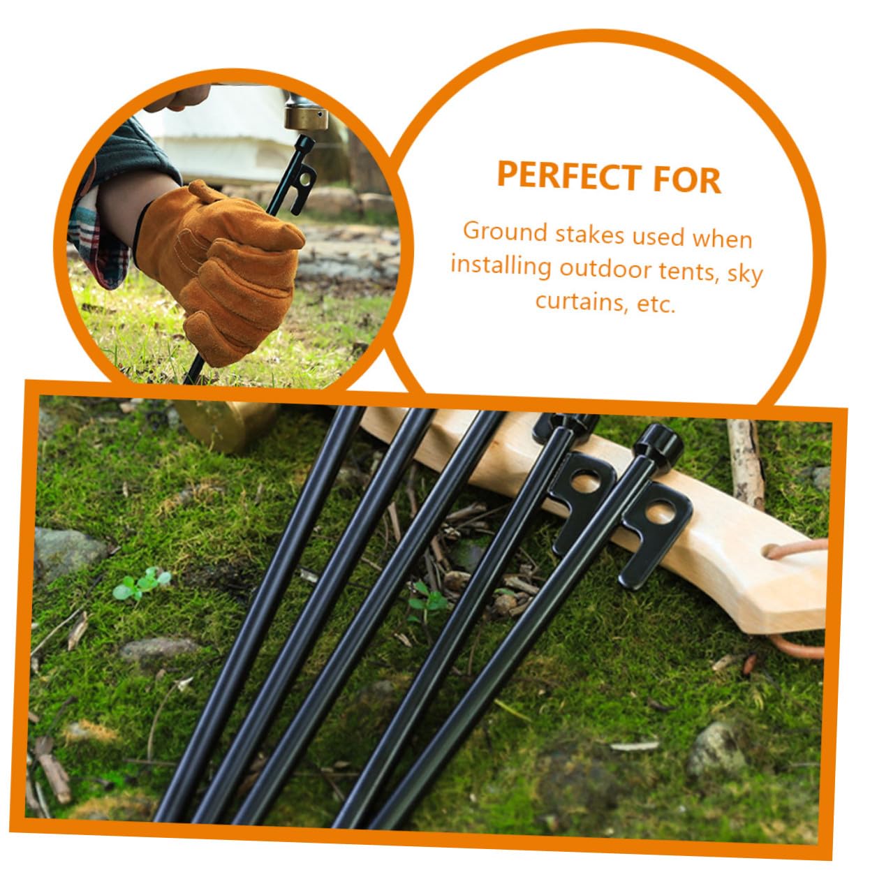 Yardwe 10 pièces Piquets de Camping en Fonte Piquets de Tente Robustesse Renforcée Fixation Sol pour Accessoires Réutilisables Anti-Vent pour Tentes et Bâches Outdoor