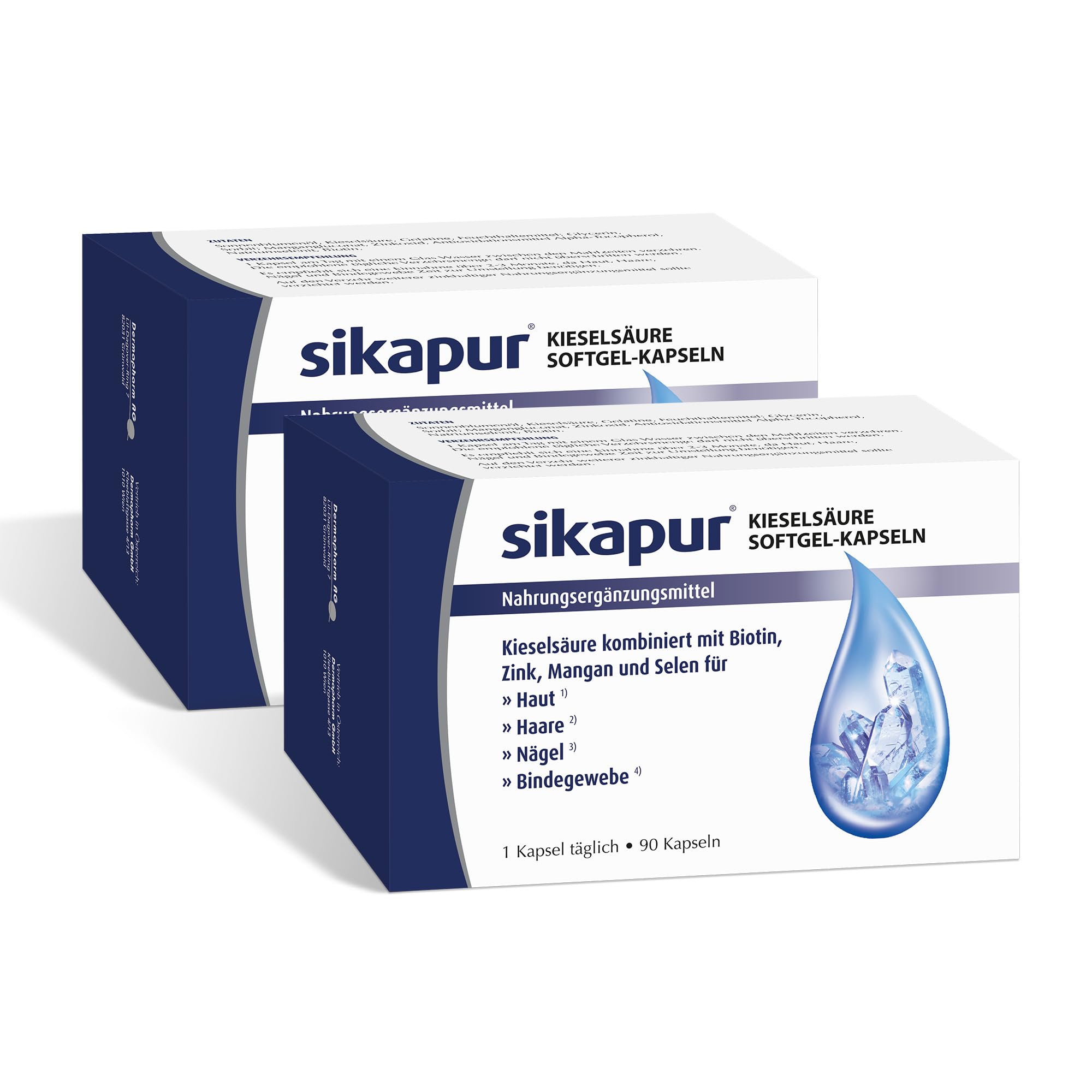 Sikapur Kieselsäure Softgel Kapseln mit Biotin,90 Stück (2er Pack)