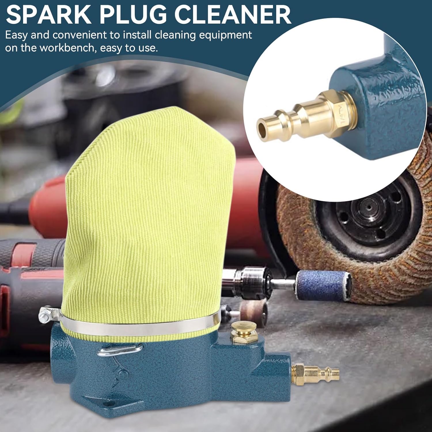 Pneumatic Spark Plug Cleaner, Air Sand Cleaning Tool Pneumatic Air Spark Plug Cleaner with Blasting Abrasive Material and Fabric Cleaner Bag for Remove Carbon Buildup
