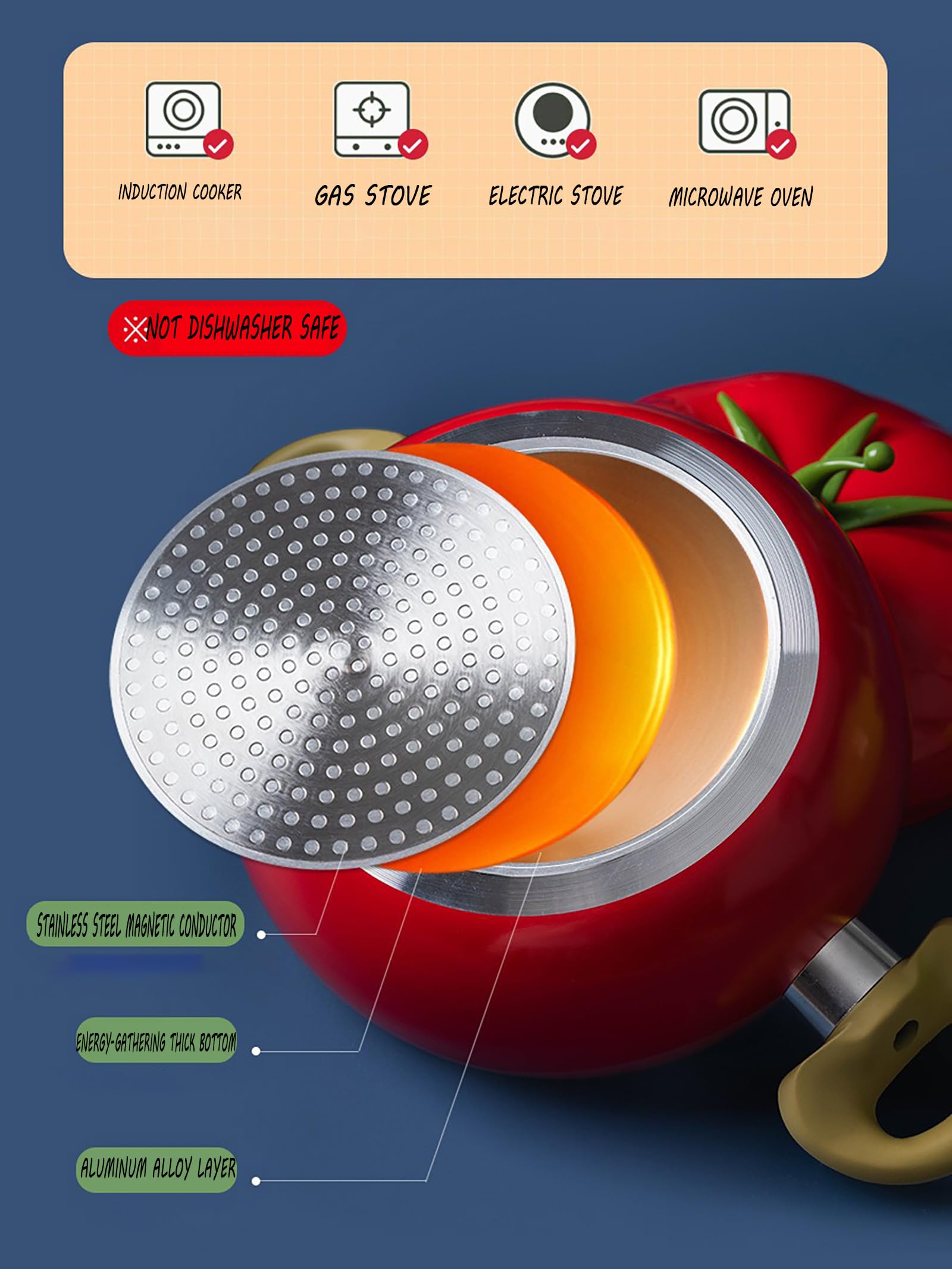Pentola multifunzione con manici for grigliata del Ringraziamento(Tomato pot)