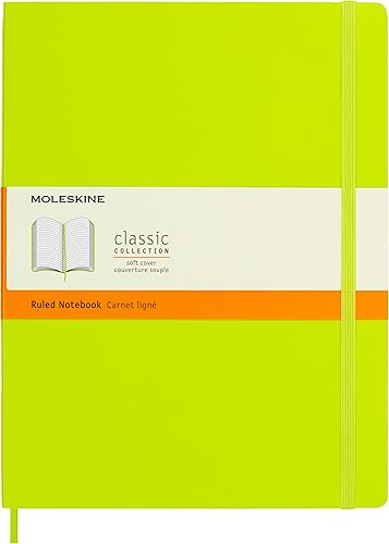 Moleskine - Cuaderno clásico, tapa blanda, tamaño XL (7.5 x 9.5pulgadas), a rayasrayado, verde limón, 192 páginas