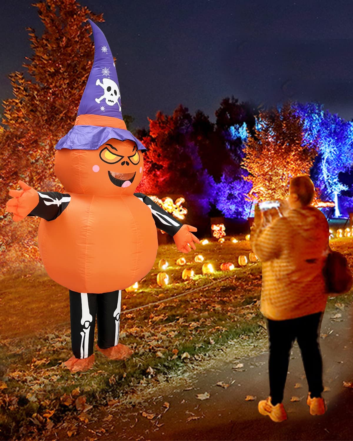 Halloween Inflatables Pumpkin Costume Adult 9.6 Ft Tall Plus Size Big And Tall