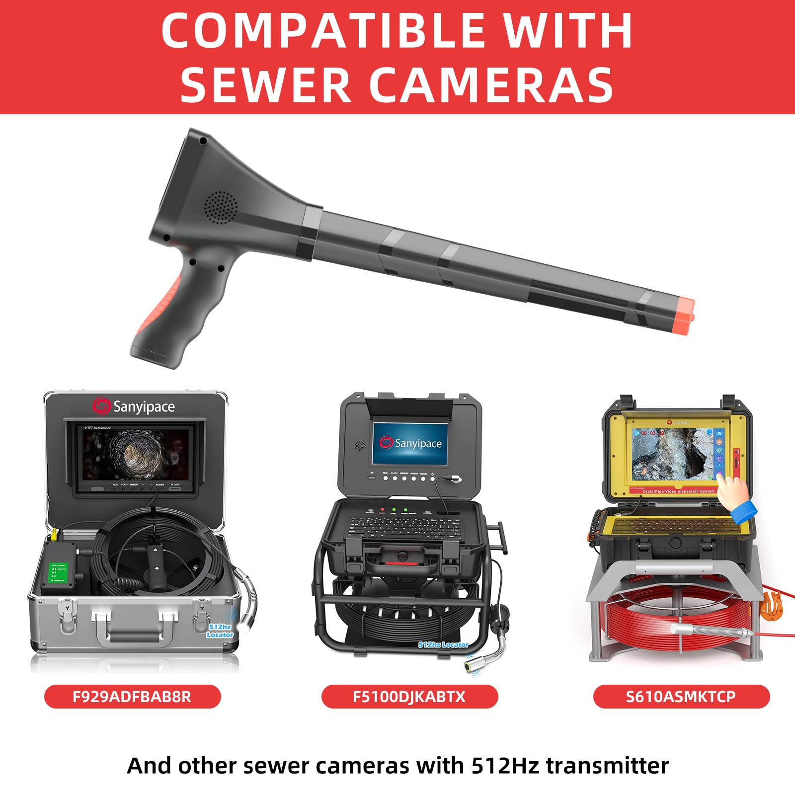 Localizzatore per Tubi, Sanyipace 512Hz Locarogatore del Tubo Sotterraneo con Schermo da 3.5 Pollici,Batteria da 3000mAh, Altoparlante,Commutazione tra Modalità Vicina e Lontana,Sensibilità regolabile