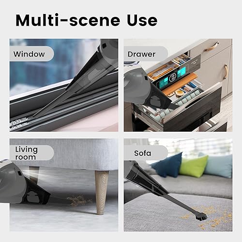 Miniatura 2 de Hihhy Aspiradora de mano inalámbrica, portátil recargable con potente succión de 9000 PA, aspiradora de mano con 9 filtros, aspiradora de mano