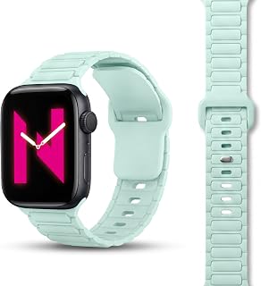 NALIA Pulse Silikon Armband für Apple Watch 42/44/45/46/49mm, Eisminze