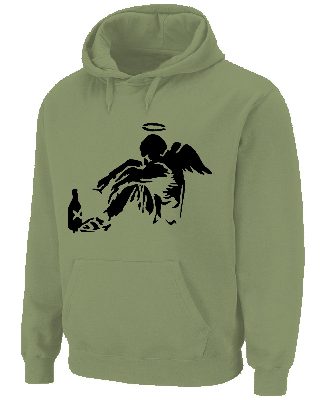 Tribal T-Shirts Mens Banksy Fallen Angel Hoody (XXL, Khaki)