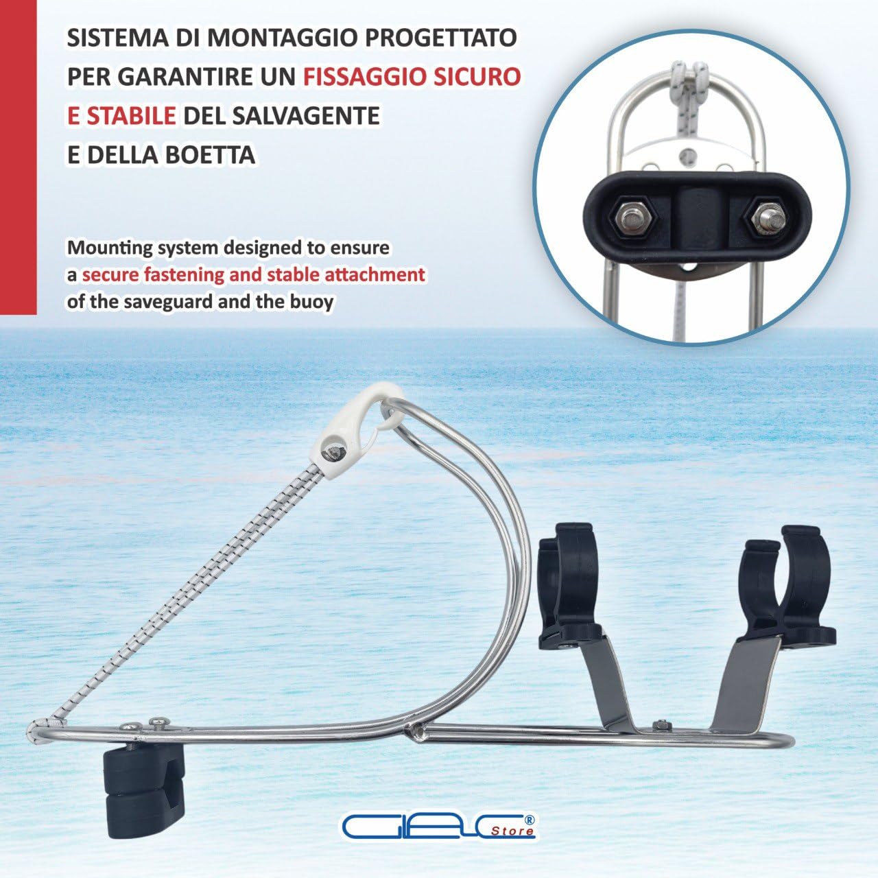Soporte para flotador anular de acero inoxidable, 19,5 x 17 cm, para suelo o tubos de 22-30 mm, con soporte Boetta