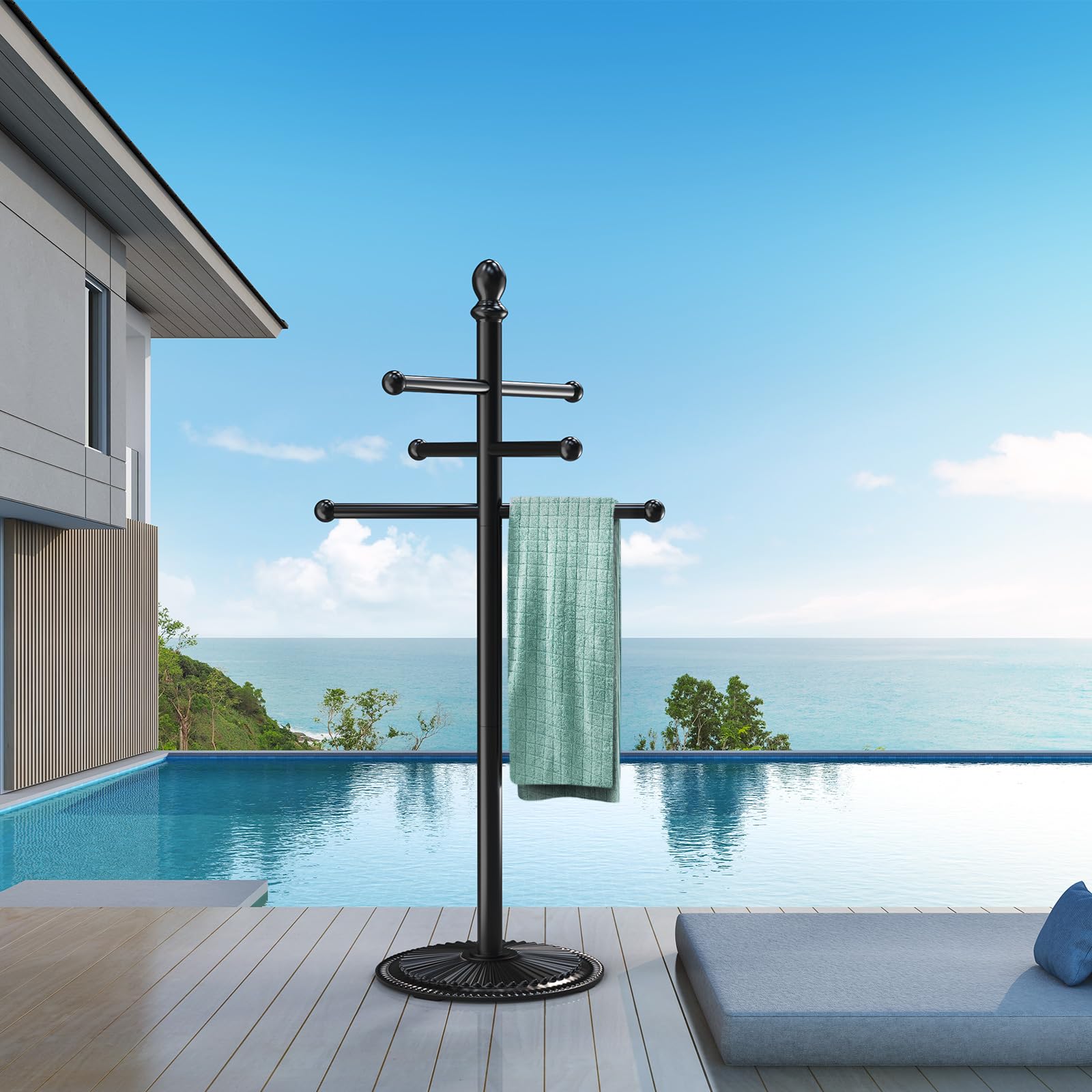 Amazon.com : Pool Outdoor Towel Rack, 6 Bars Metal Heavy Duty Never Tilt  Pool Accessories with Heavy Metal Base, Hot Tub Accessories Towel Dying Rack  Towel Stand for Pool, Spa etc :