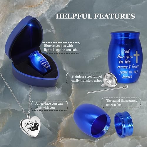 Miniatura 4 de Urnas de recuerdo pequeñas vienen con caja de corazón con luz (batería reemplazable), el mejor regalo conmemorativo por la pérdida de un ser