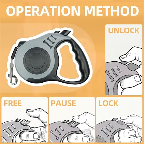 Miniatura 3 de Correa retráctil para perro de 10 pies, resistente, fácil de operar, ideal para paseos diarios, con cuenco plegable, dispensador, bolsas de basura,