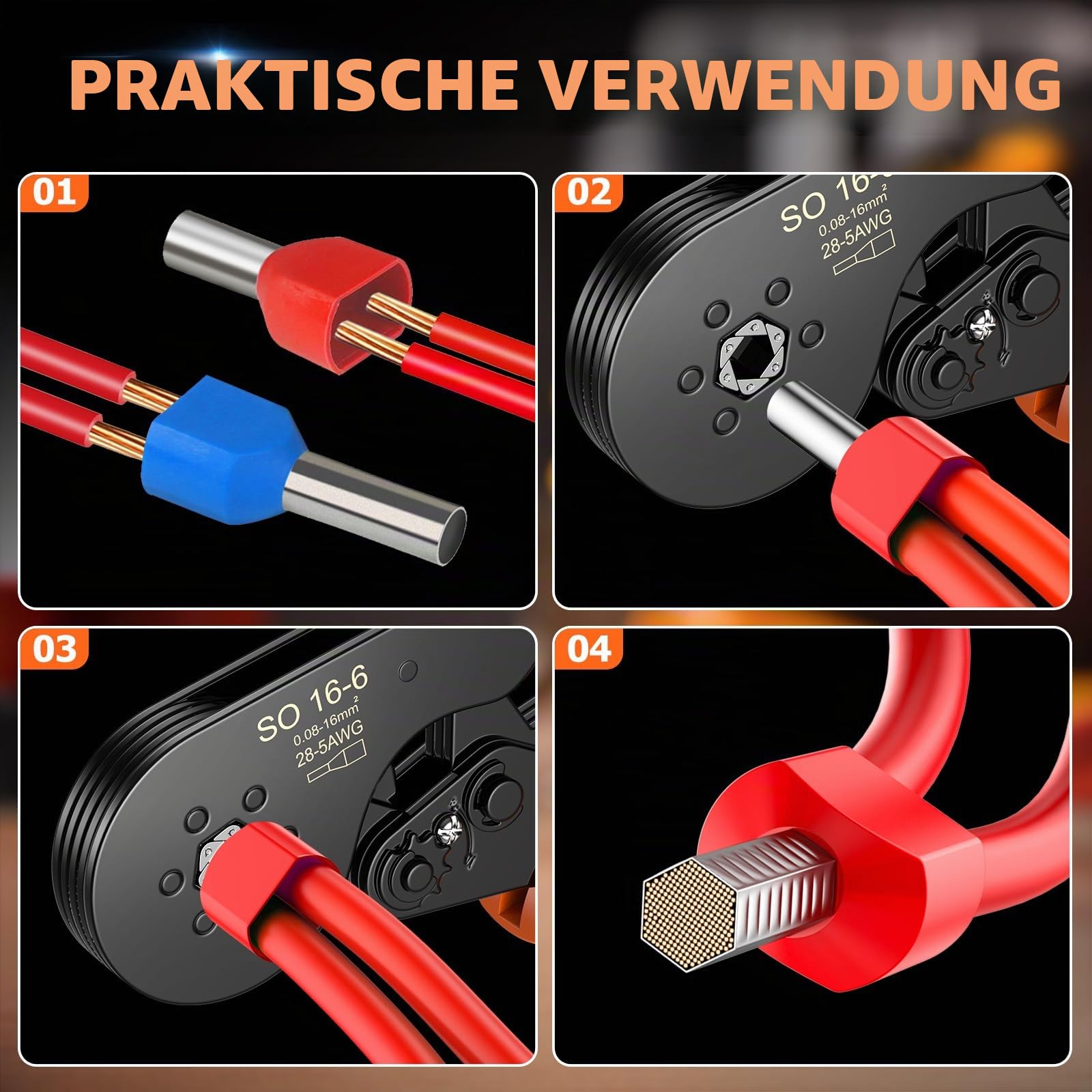 Preciva Crimpzange Set,0.08-16mm² Crimpzangen 1200 stück Aderendhülsen Set,Aderendhülsenzange Krimpzange für Heimwerker und Hausgebrauch Elektroinstallation