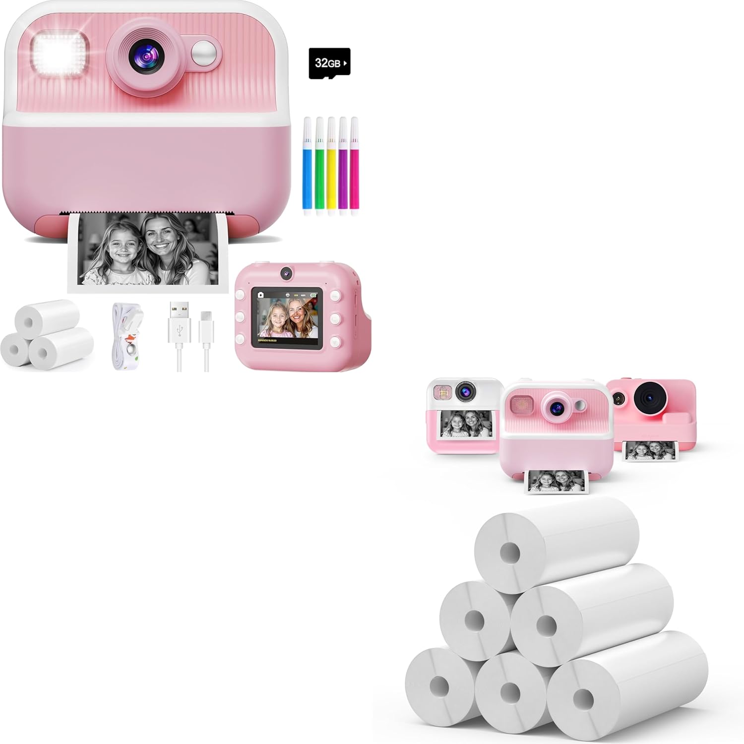 Instant Camera*1&6 Rolls Refill Paper*1