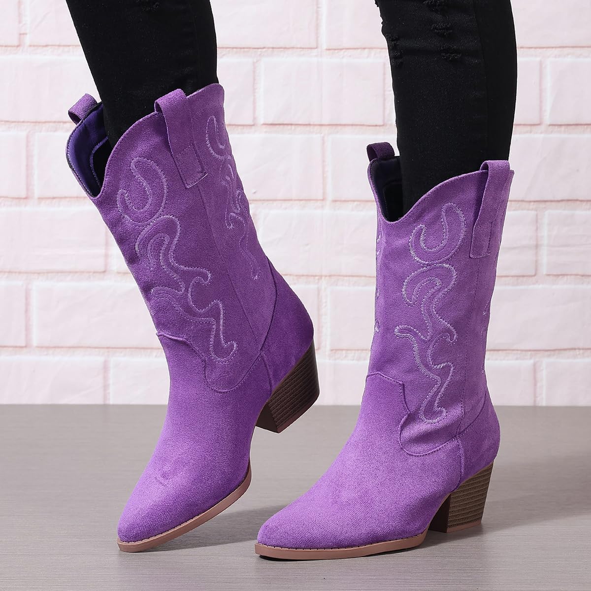 Bandkos Cowboy Boots for Women Cowgirl Mid Calf Western Embroidered... - Picture 56 of 70
