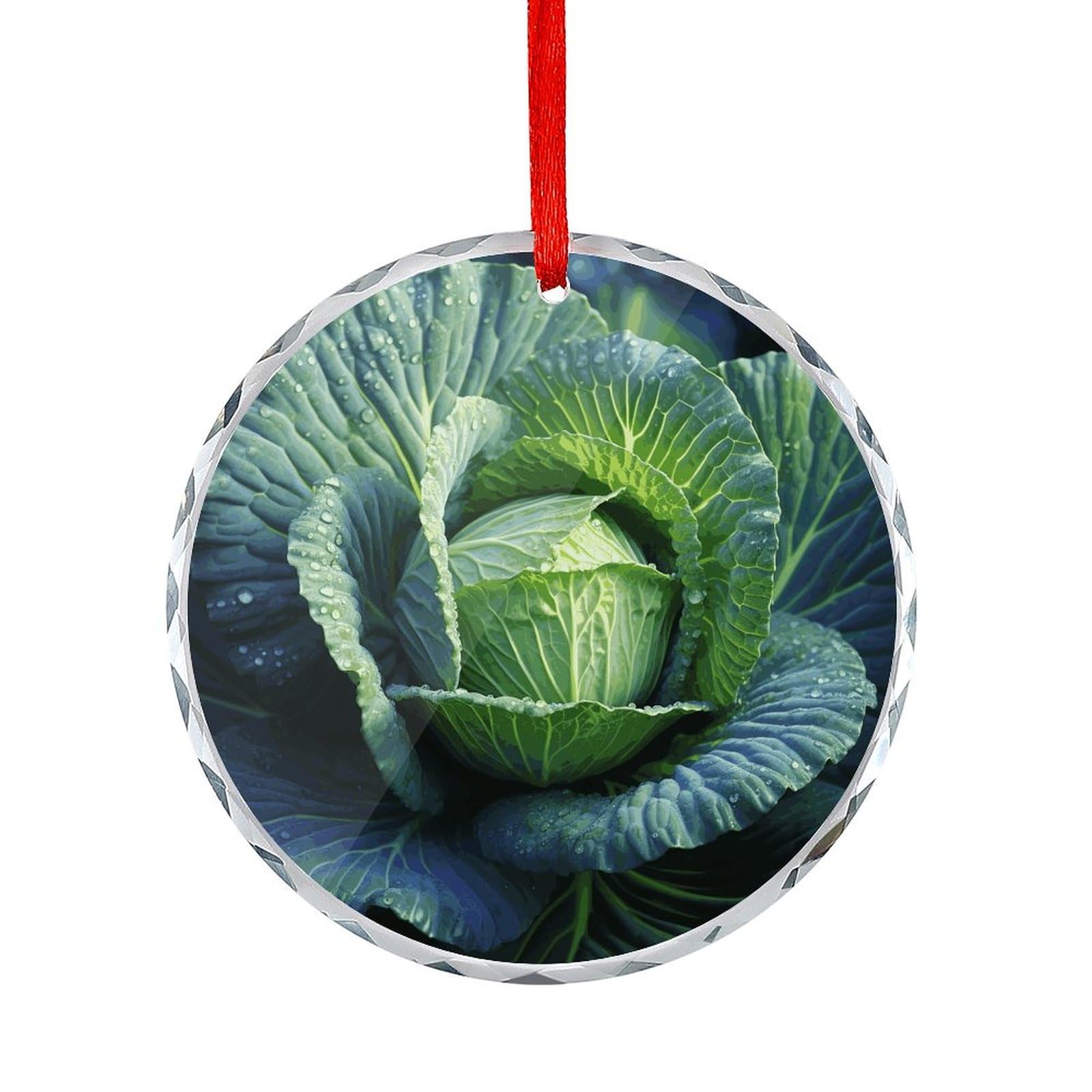 Crystal Decoration Bright Cabbage Hanging Ornament Round Christmas Ornaments Stained Glass Decor Christmas Tree Decoration Holiday Ornament Unique Gift Idea