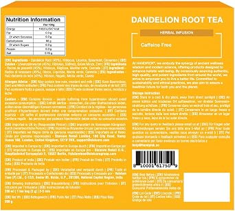 HANDPICK, Dandelion Root & Leaf Tea Bags (100 Herbal Tea Bags) Caffeine-Free Herbal Blend | Tea Bags | Direct from Source