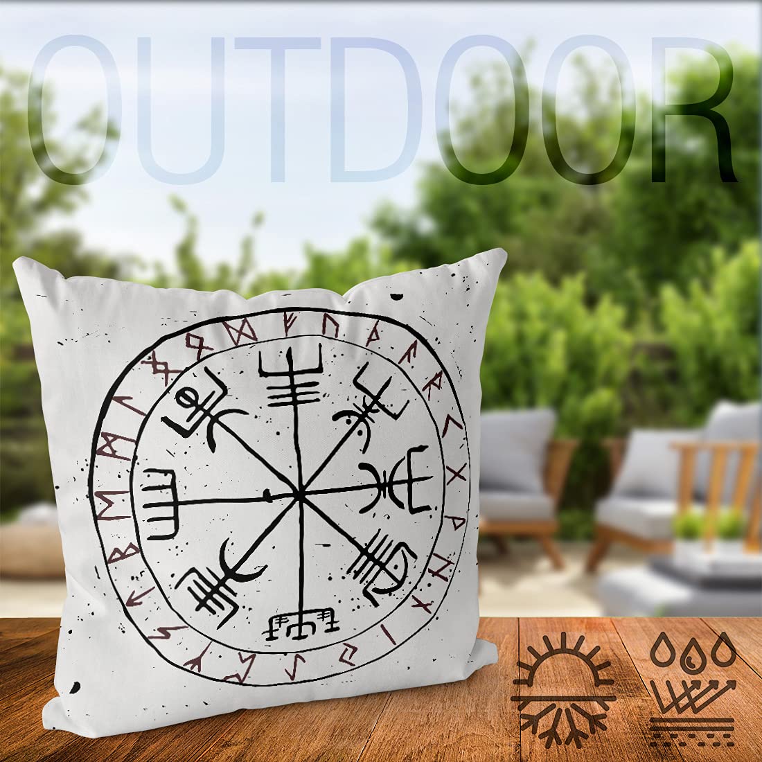 VOID Runen Wikinger Symbol Kissenbezug Kissenhülle Sofakissen Kissen Deko Outdoor-Kissen Dekokissen, Kissen Größe:60 x 60 cm