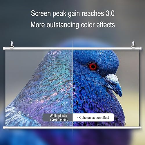 Miniatura 5 de 60"72" Projector Screen Hanging Projection White Screen Manual Pull Up Projector Screen for Backyard Movie Night, Projector Curtain for Home Theater