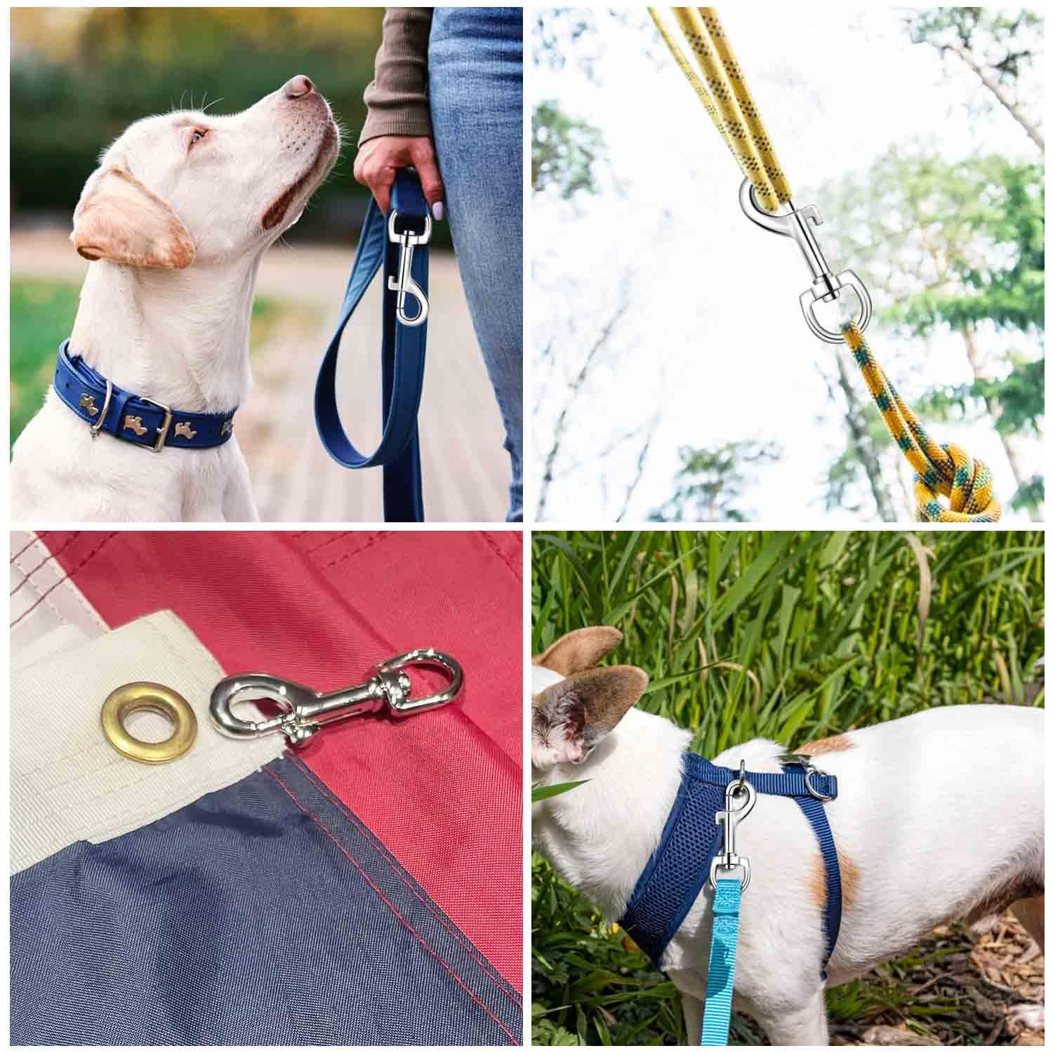 6 Pack Swivel Eye Bolt Snap Hooks for Pet Leash, Scuba Diving, Heavy Duty Clips, Dog Leash, Flag Clips - Single Ended