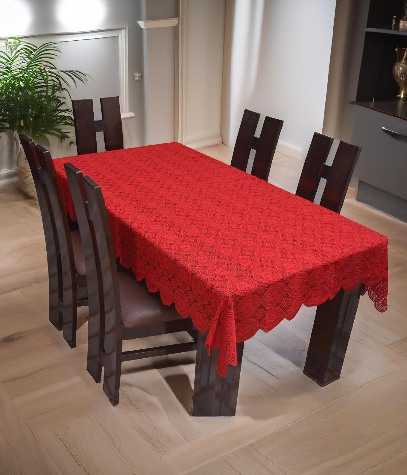 Weavers Villa Floral Cotton Net 6 Seater Dining Table Cover [60x90 Inches] (B08KS57T6K) Amazon Price History, Amazon Price Tracker