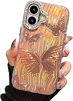 Vista 135 de I-MGAE-IN-AR - Funda compacta para iPhone 16 Pro Max con diseño de mariposa plateada brillante, a la moda, suave, delgada, de poliuretano