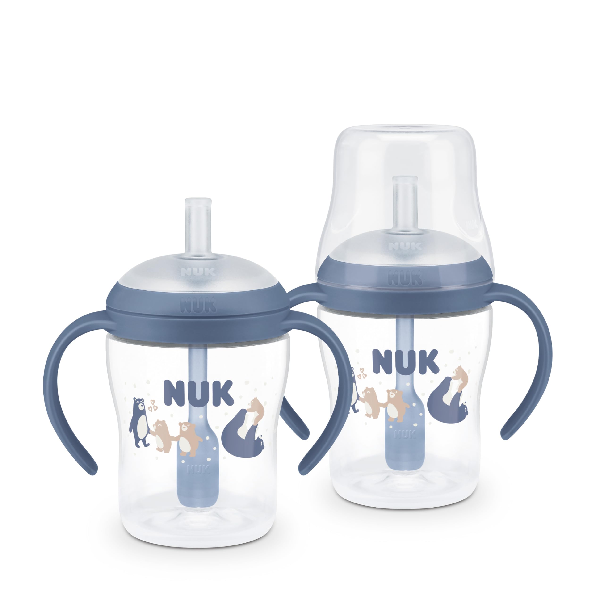 nuk perfect match learner straw cup, 5 oz, 2 pack – soft straw, easy-grip handles, bpa free, spill proof transition sippy cup