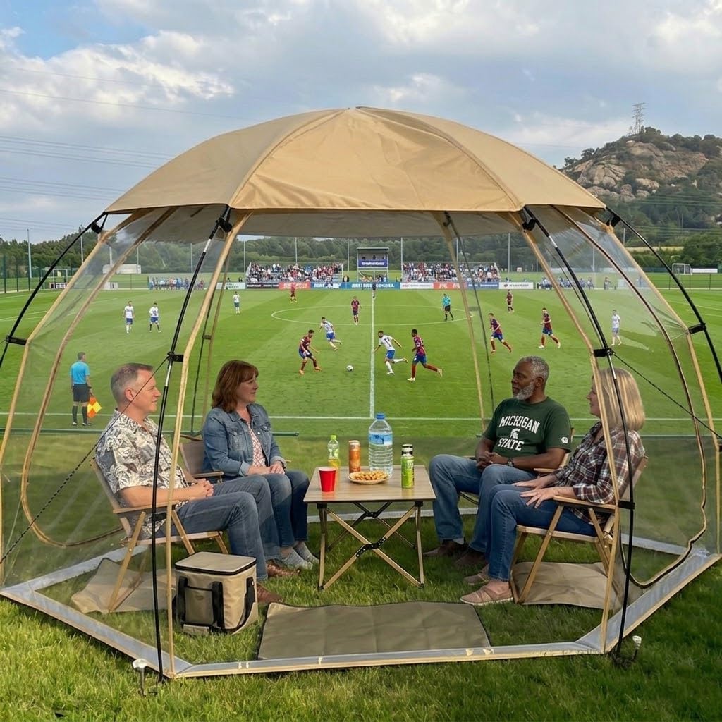 Transparent PVC Bubble Tent, 4-6 Person Hexagonal Dome for Camping, Stargazing, Fishing & Outdoor Sporting Events, Portable Weatherproof Windproof Shelter