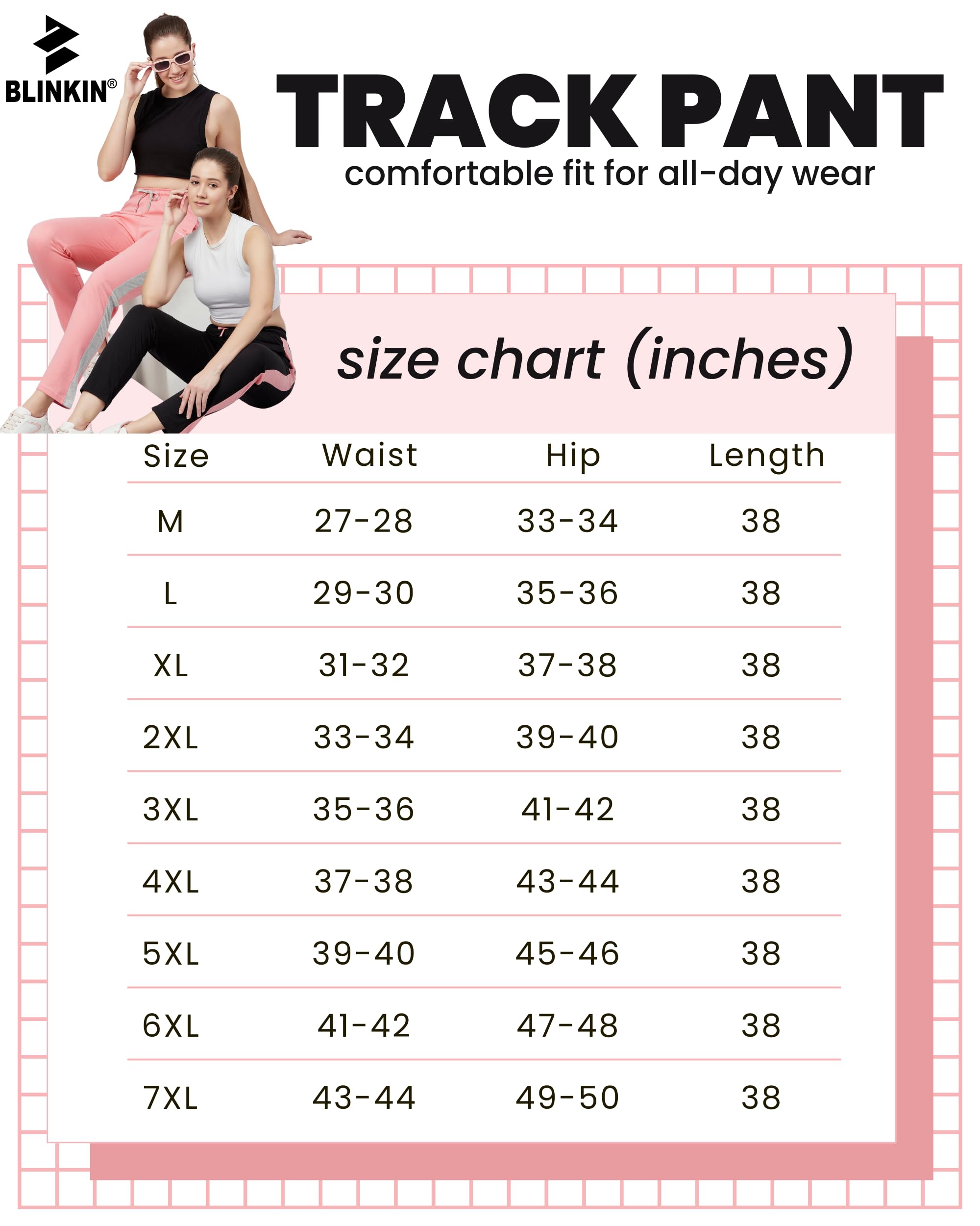 BLINKIN Women Mid Rise Cotton Pajamas Combo, Pack of 2-The Ultimate Relaxed Fit Track Pants : Ideal Lower for Night Wear & Comfort Wear (combo-905,Black|Pink,Size_3XL) - Image 2 thumbnail