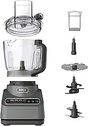 Ninja Processador de alimentos, Professional Plus, 1000 watts de pico, 4 funções para cortar, fatiar, purê e massa com tigela de processador de 9 xícaras, 3 lâminas, calha e empurrador de alimentos,