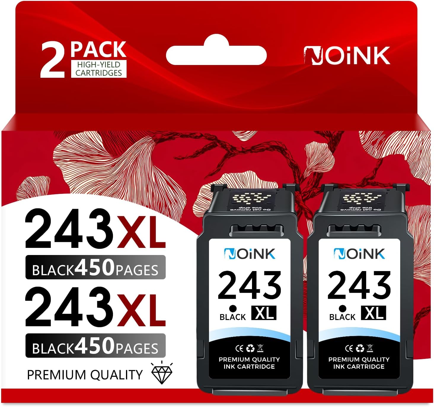 NOINK 243XL Black Ink Cartridges High Yield Replacement for Canon PG-243 XL – Compatible with Pixma MG, TS, TR & MX Series Printers, MG2522 TS3122 TR4520 MX490, 2 Pack