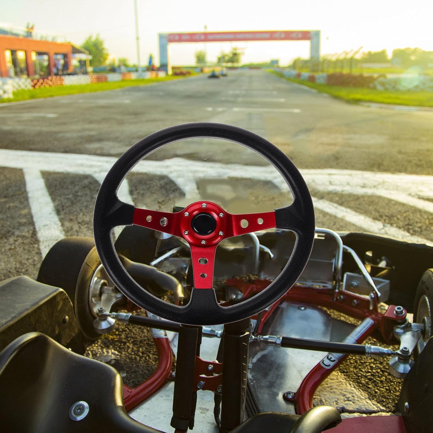 PU Racing Steering Wheel 350mm 14 Inch Universal with Horn Button