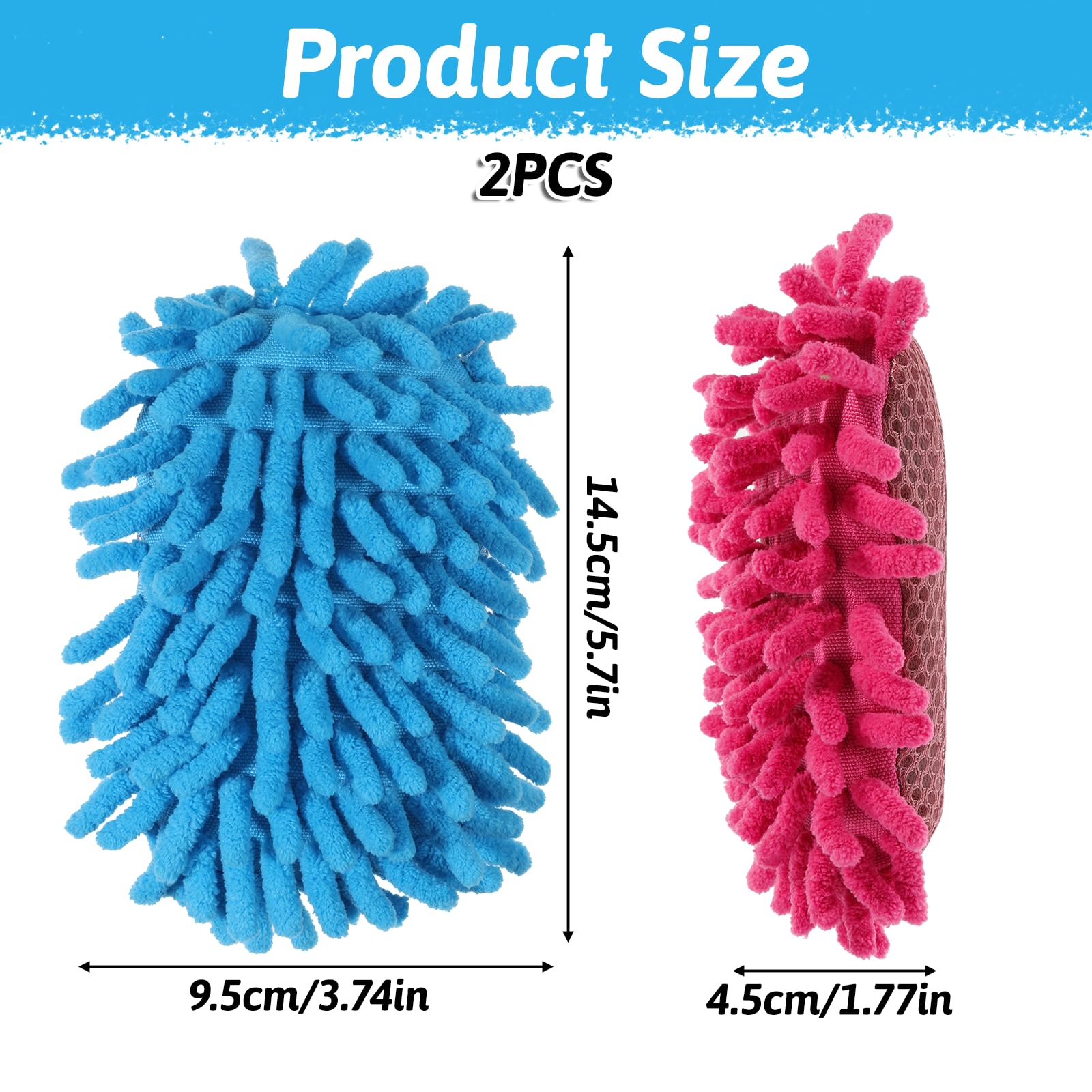 ElevateTech 2Pcs Magnetic Microfiber Shag Whiteboard Eraser Blackboard Chalk Eraser Ultra Fine Fiber Dry Wipe Chenille Dust Free Mesh Sponge Washable Suitable Chalk Home Classroom Offices (Red Blue)