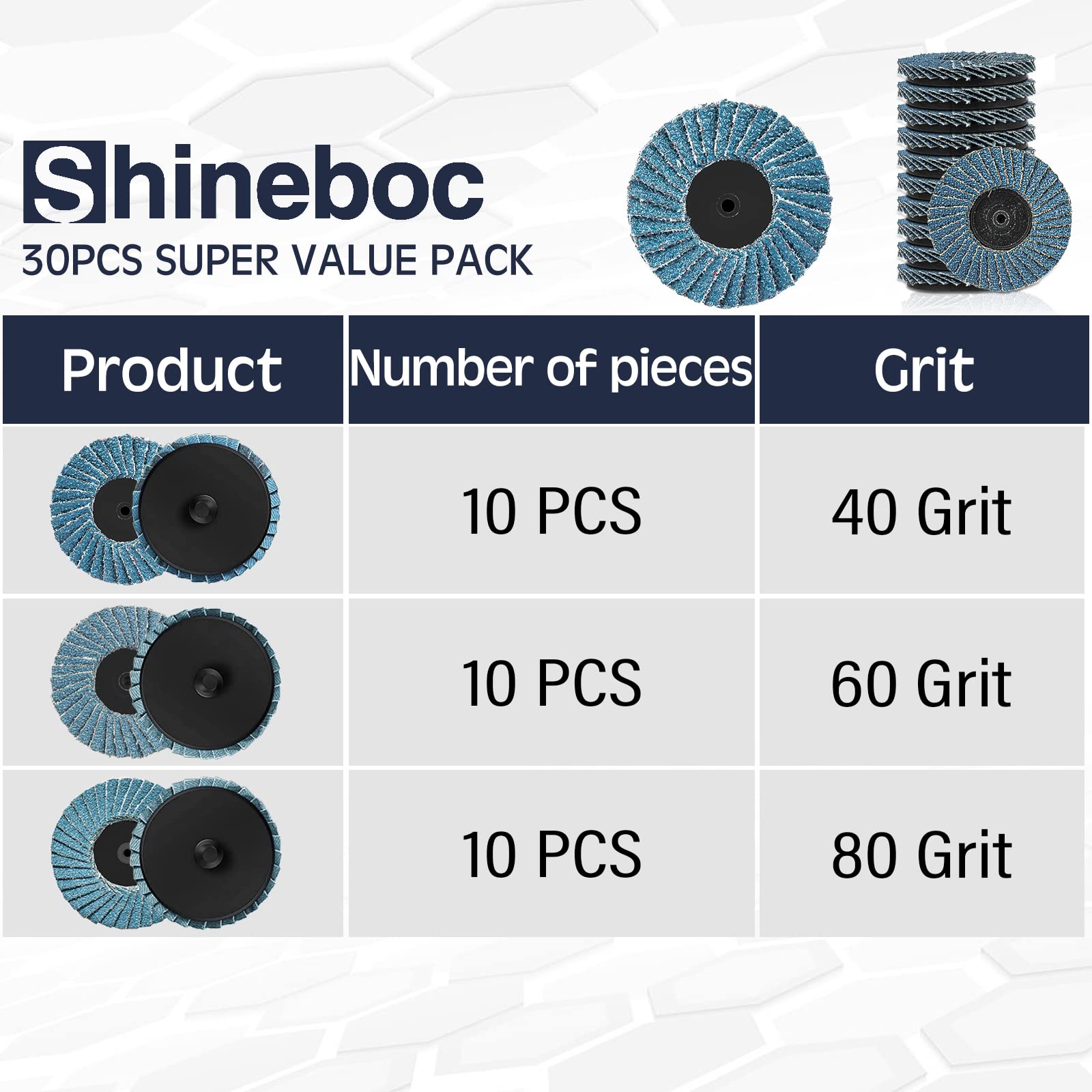 31 Dischi Abrasivi Lamellari 2'' - Grana 40/60/80 Per Levigare Acciaio, Legno E Rimuovere Ruggine - Foto 2