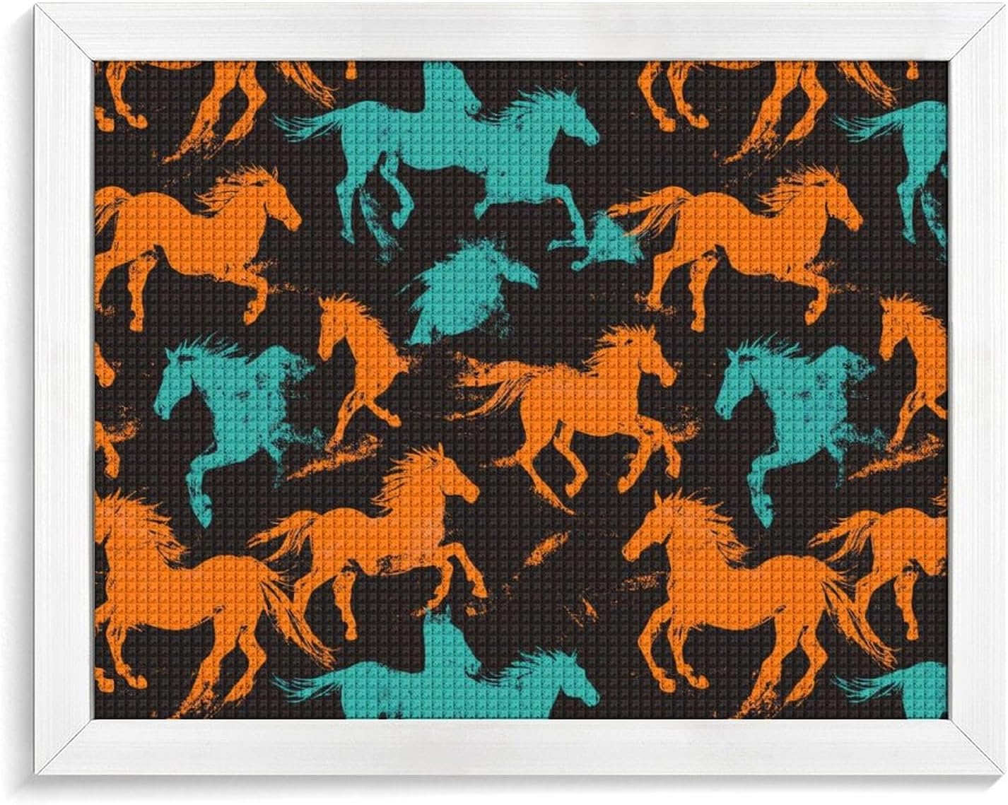 Camouflage Horse Racing Abstract Printed Diamond 5D Painting Kits DIY Full Drill Crafts for Home Wall Decor 16x20 Inch Blackwood 50 * 40cm