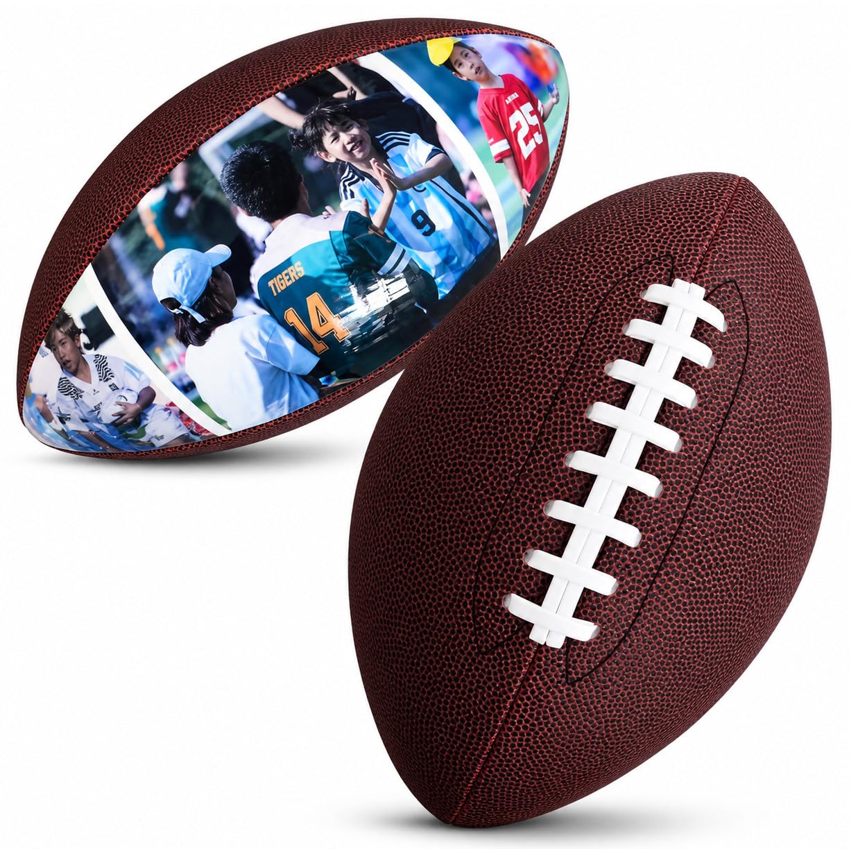 Gioco di Rugby Americano, Nome Personalizzato Happy Father's Day Football, Palloni da Football Americano Personalizzati con Foto Nomi, Calcio da Campo Adulti Brown