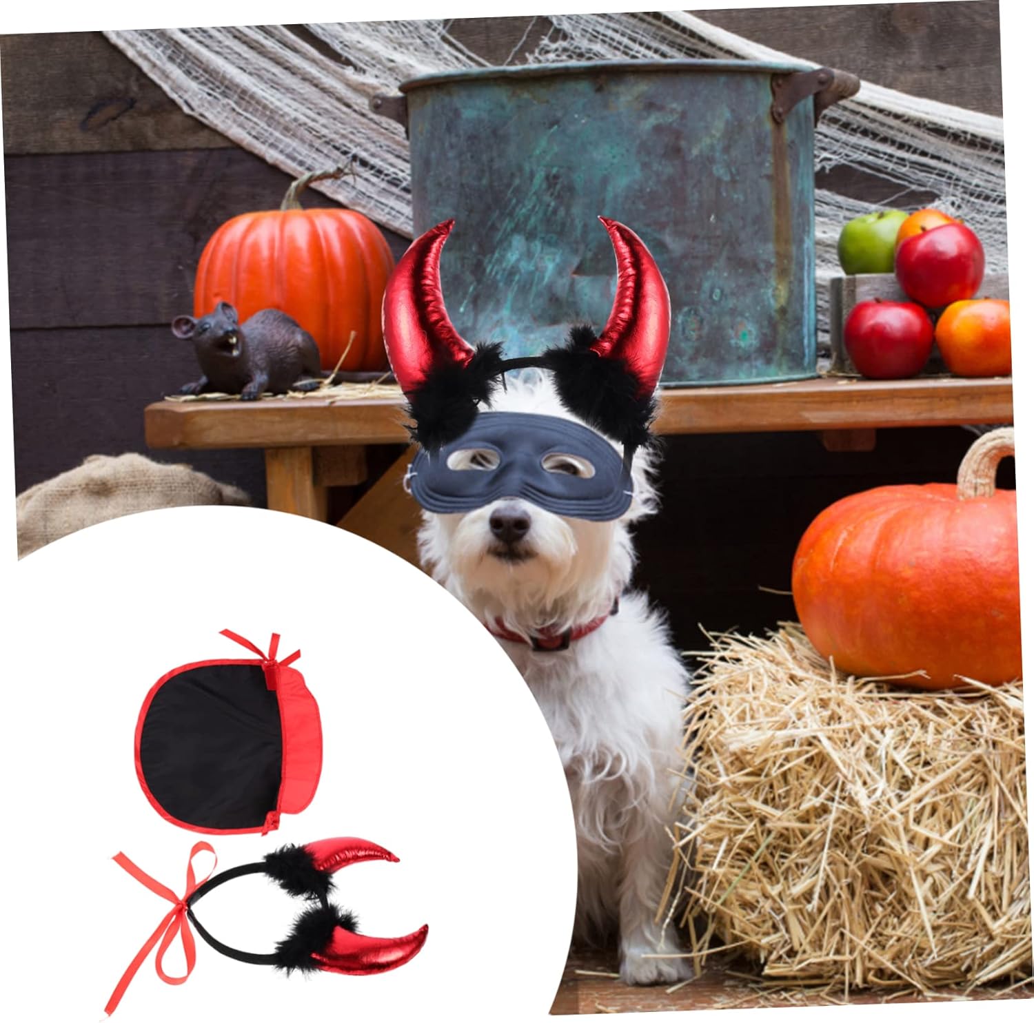 balacoo 5sets Pet Halloween Costume Dog Cloak Cat Horn Headband Comfortable Lightweight Outfit for Pets for Halloween Cosplay Easy to Wear