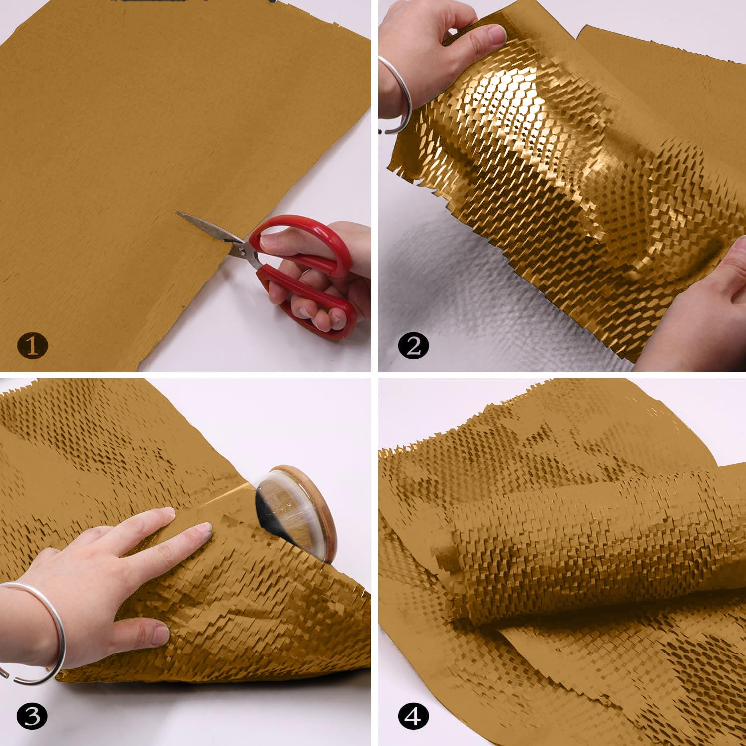 Papel de embalaje de panal, 11.5 x 164 pies, rollo de papel de embalaje de panal, papel de embalaje ecológico, papel kraft de burbujas (amarillo)