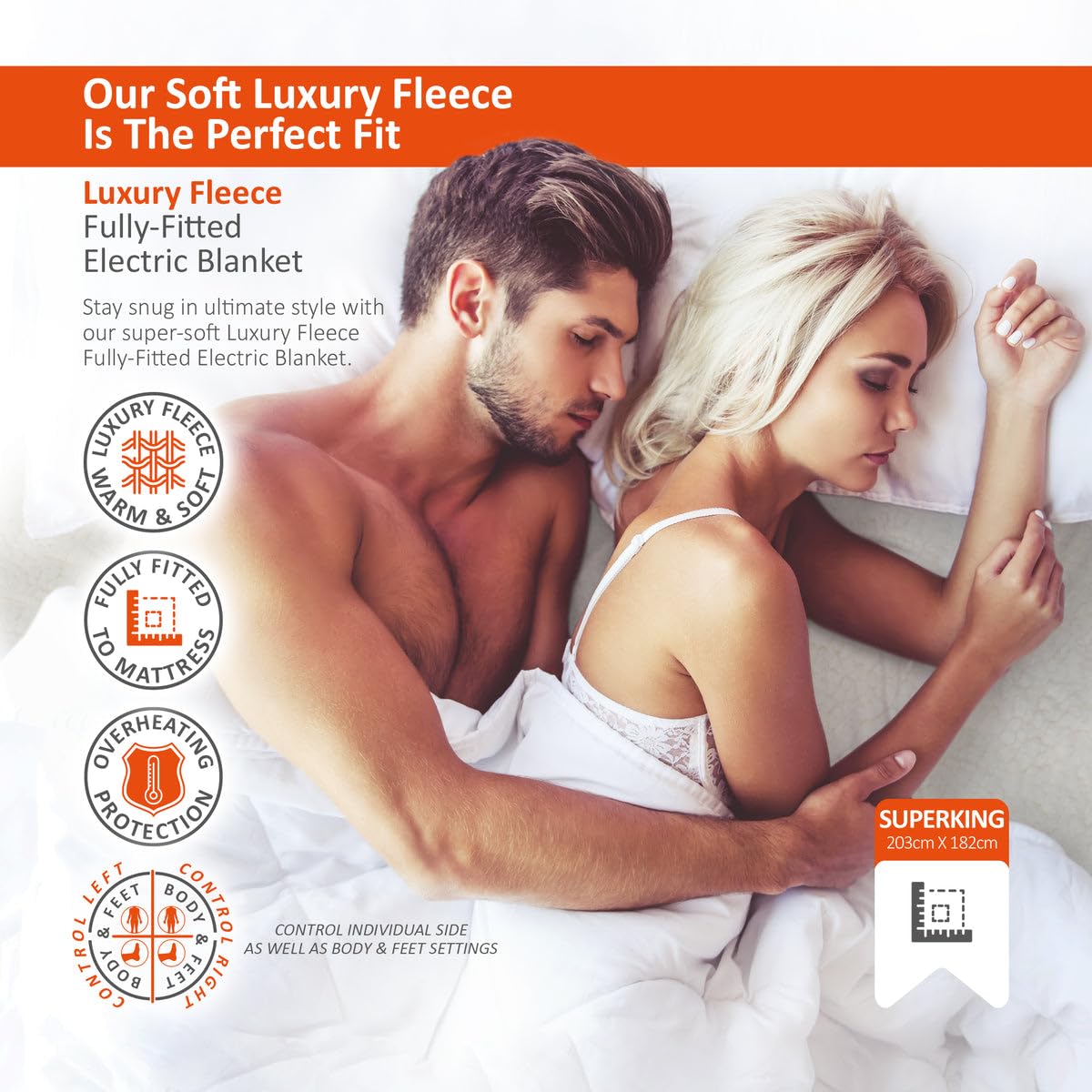 Coperta Elettrica MYLEK Super King Size 203x182cm - 3 Livelli Calore, Doppio Controllo, Bordo Elastico - Foto 5