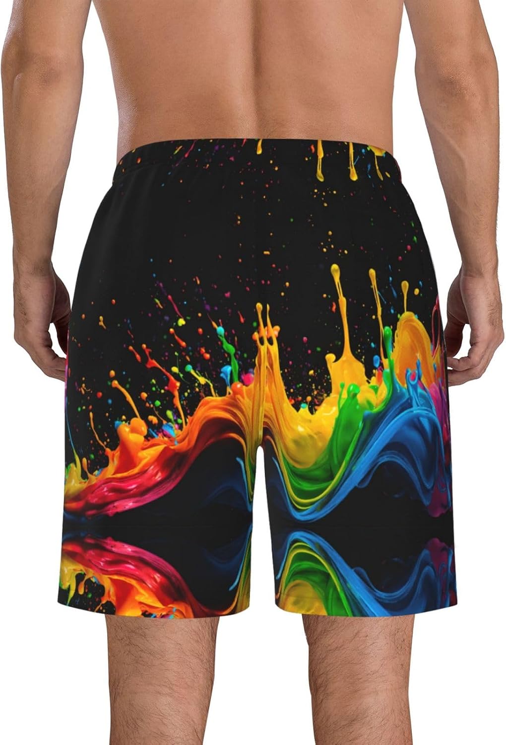 Paint Splatter Backdrop Print Men's Quick-Drying Shorts Casual Beach Pants Stretch Waist Shorts and Pockets