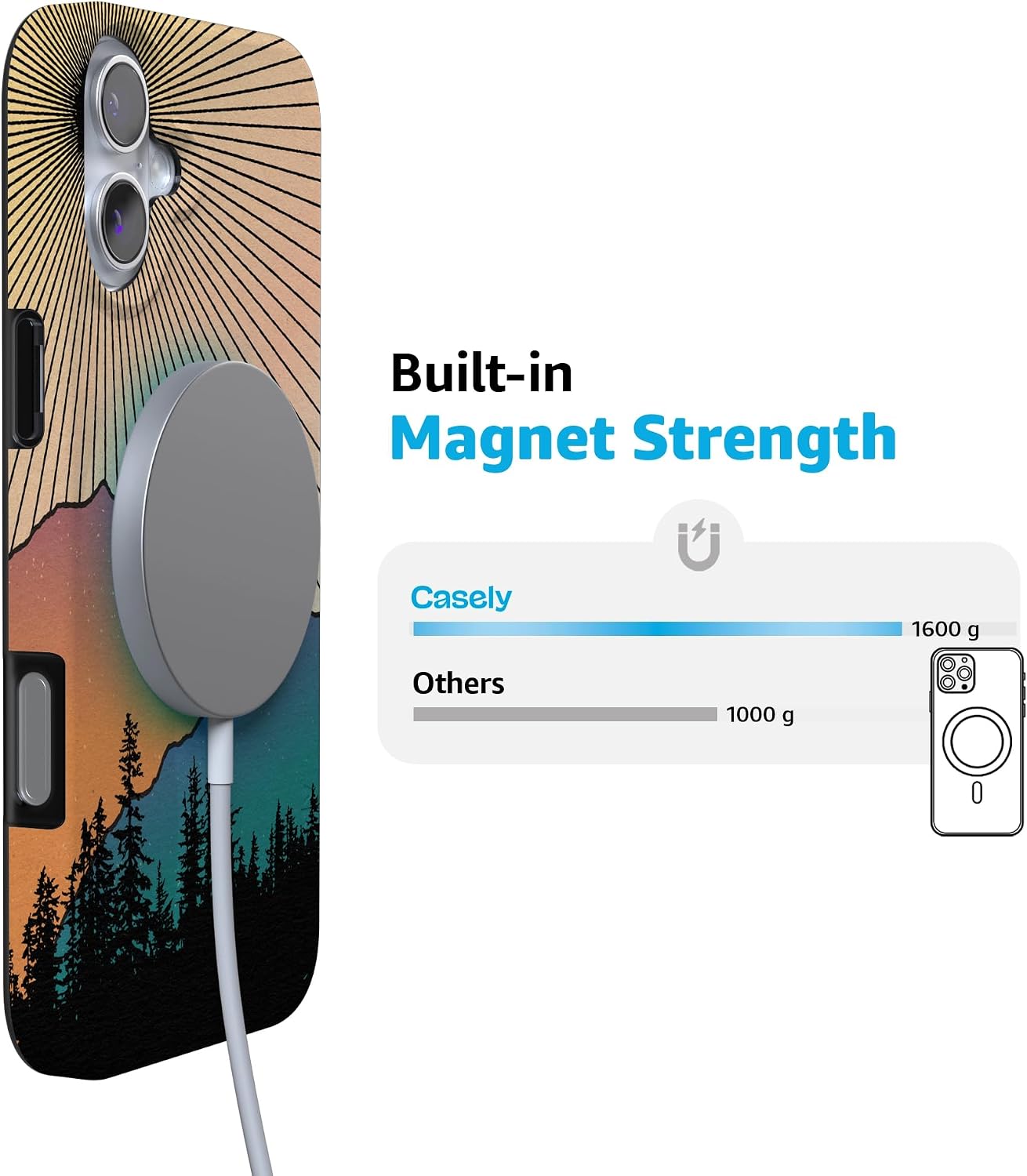 Casely iPhone 16 Case | Golden Hour | Mountain Sunset | Compatible with MagSafe | Classic Ultra Slim Design