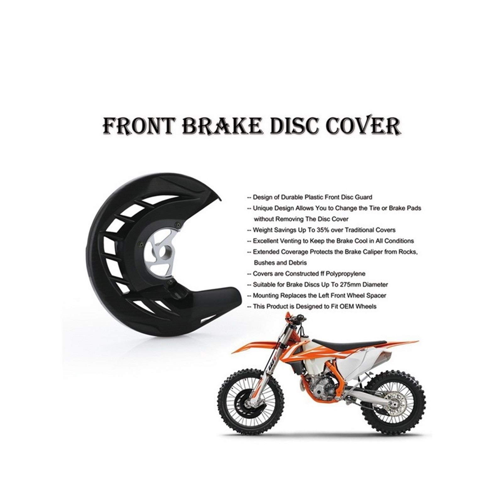 Moto Anteriore Disco freno protezione della copertura for KTM 150 200 250 125 300 350 400 450 530 (Color : Black)