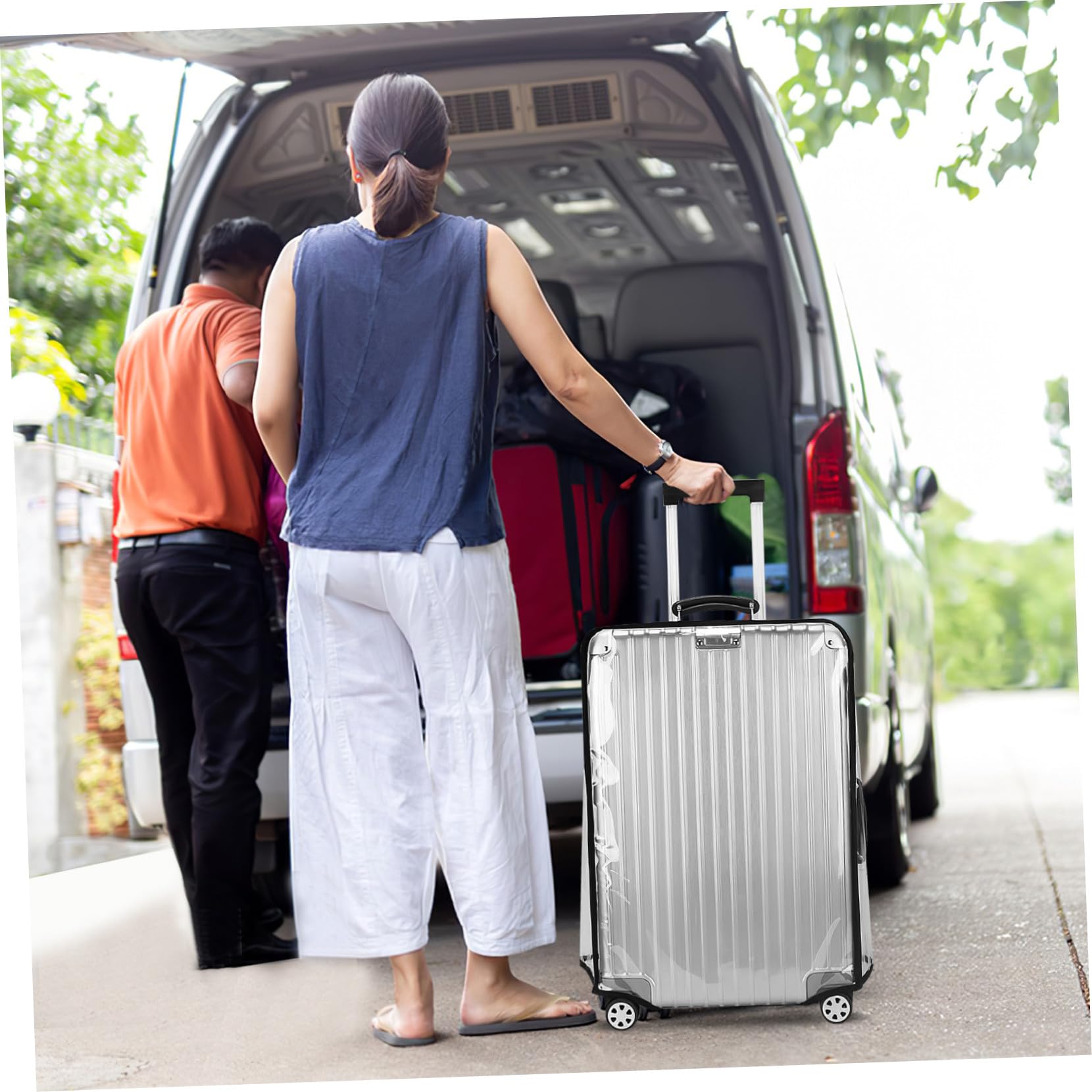 Mipcase 2 pezzi Copertura Valigia Trasparente in PVC Spessa Protezione Anti- Coprivaligia Adatto a Tutti i Trolley Proteggi Valigie da Usura e Polvere