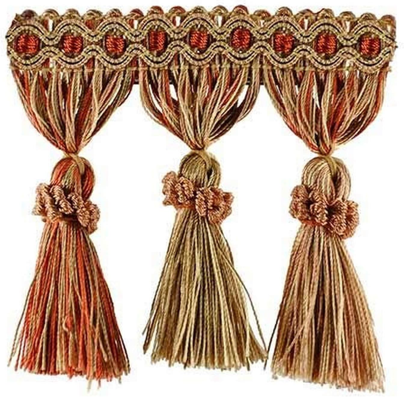 Belagio Enterprises Milante Collection 4-Inch Tassel Fringe (25 Yard Roll) | BF-1478-16/33 Sable and Aqua