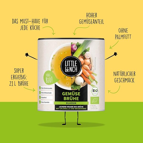Little Lunch Gemüsebrühe Bio | Gemüsebrühe Klassik | 100 Prozent Bio-Qualität | Veggie | Ohne zugesetzten Zucker | Ohne Geschmacksverstärker | Ohne Hefe | Ohne Palmfett | Ohne künstliche Zusätze|420g - 2