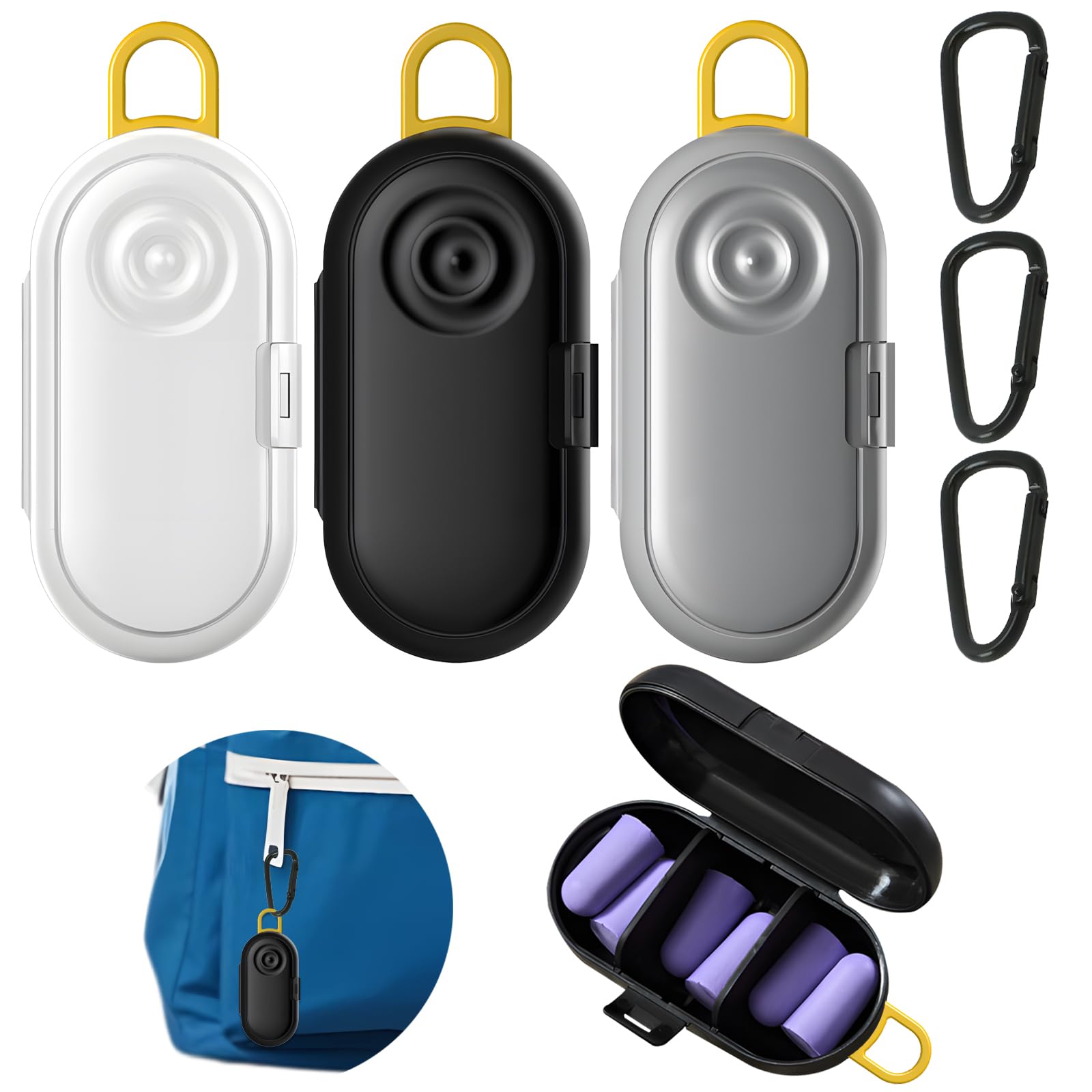 CNYMANY 3 pcs Earplug Cases, Mini Portable Earbud Case, Versatile Compartment Ear Plug Plastic Storage Holder Earplug Organizer Box for Camping Hiking - Yellow Hook-image-44