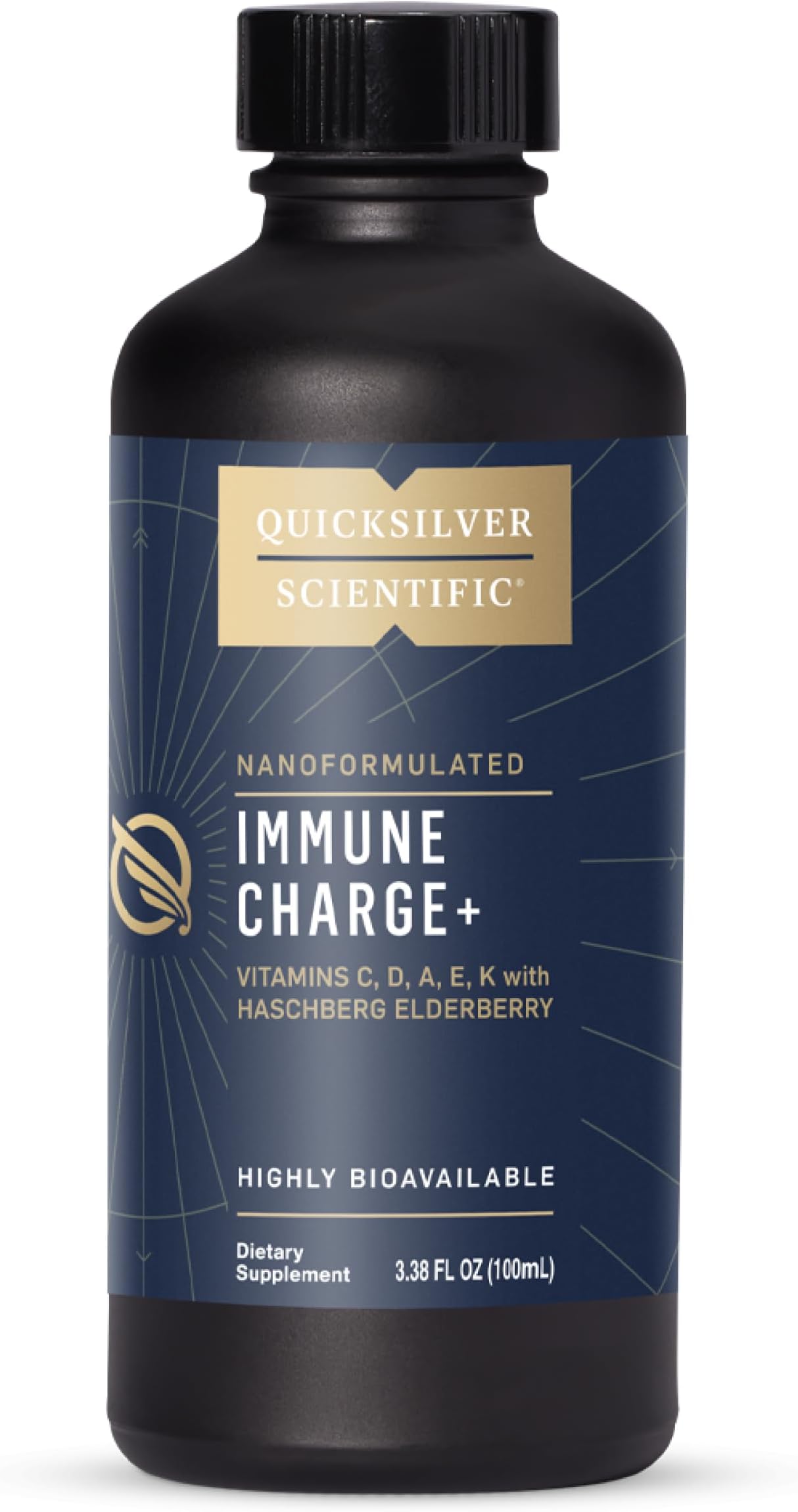 Immune Charge+ - Elderberry with 10,000 IU Vitamin D3, 25,000 Vitamin A, C, E, K1 & K2 for Immune Health & Lung Support (100ml)