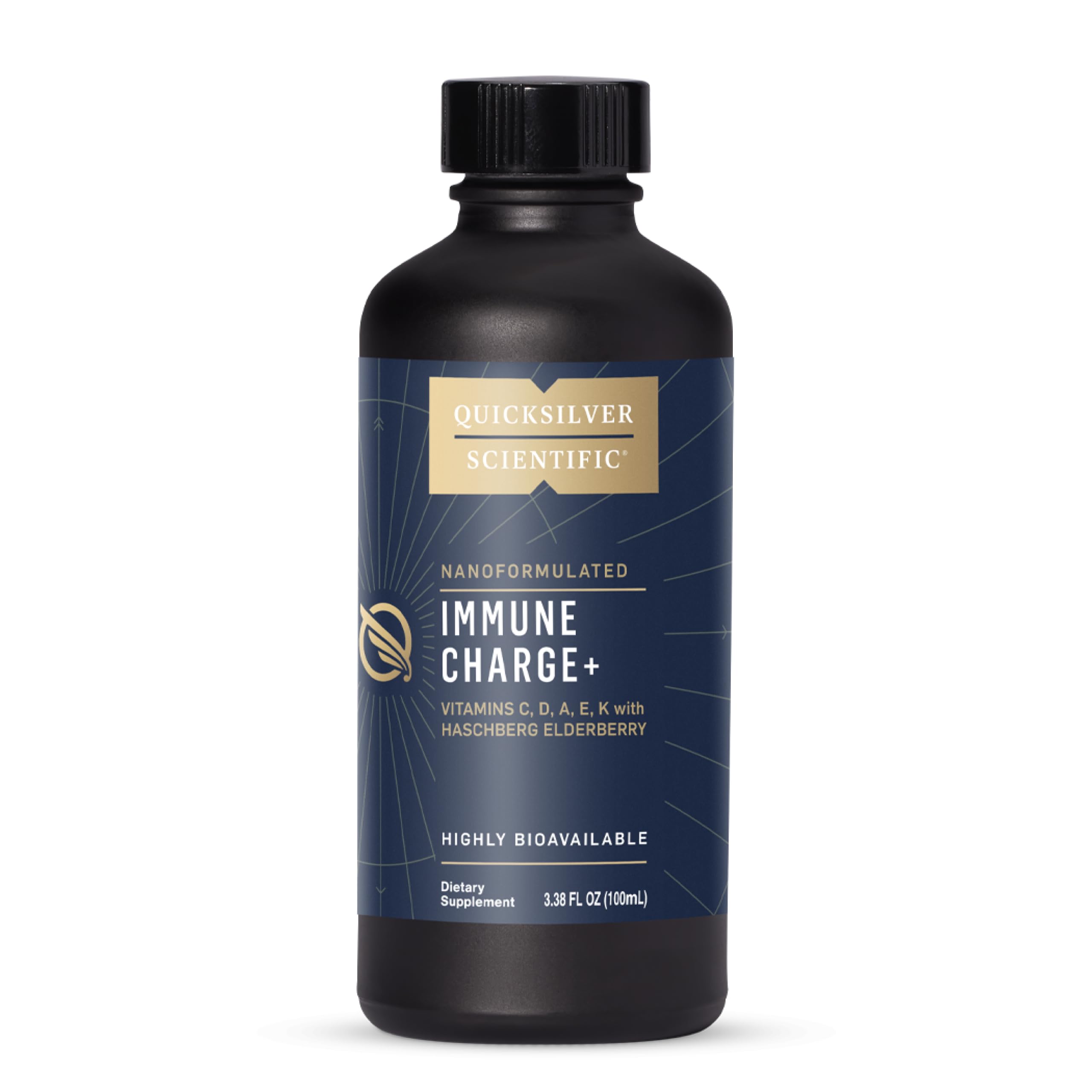 Immune Charge+ - Elderberry with 10,000 IU Vitamin D3, 25,000 Vitamin A, C, E, K1 & K2 for Immune Health & Lung Support (100ml)