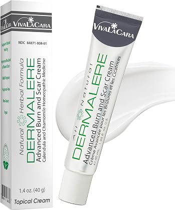 Dermalere Advanced Burn and Scar Cream – Herbal Relief for Burns, Scars, and Skin Irritation – Supports Skin Recovery and Soothes Redness & Blistering – Face & Body, 1.35 oz