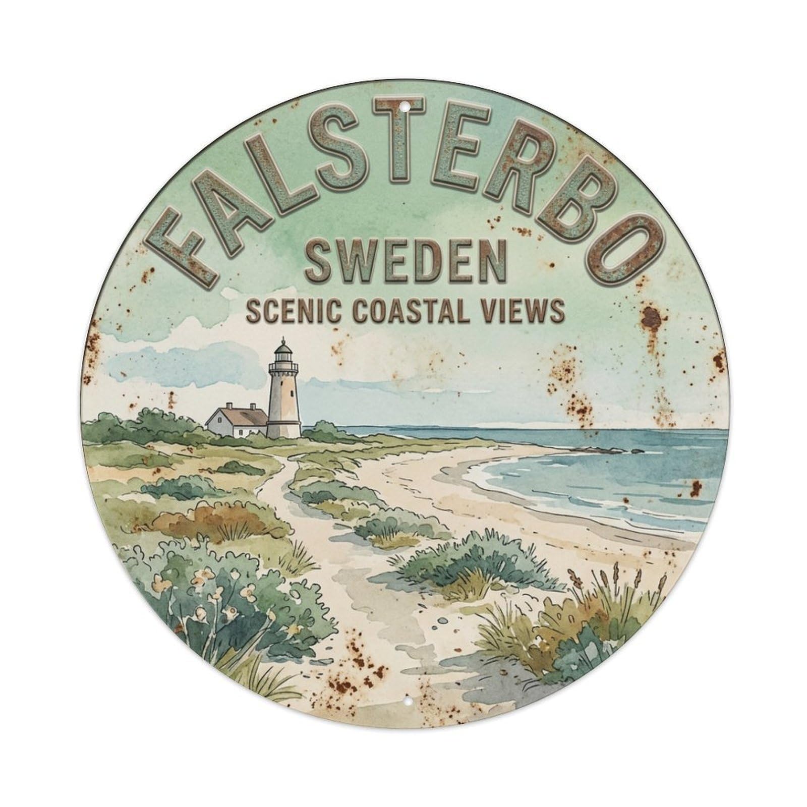 Vintage Travel Falsterbo Sweden Peninsula Metal Tin Sign