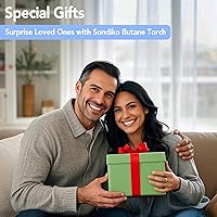 Vista 7 de Sondiko Potente Encendedor Soplete de Butano de Llama de Estilo DUAL 2 Unidades, Llama Ajustable, Soplete Soplador Recargable con Bloqueo de Llama